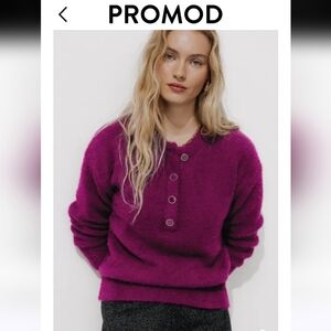 Promod Round-neck fluffy knit jumper - Violet Size S Nwot